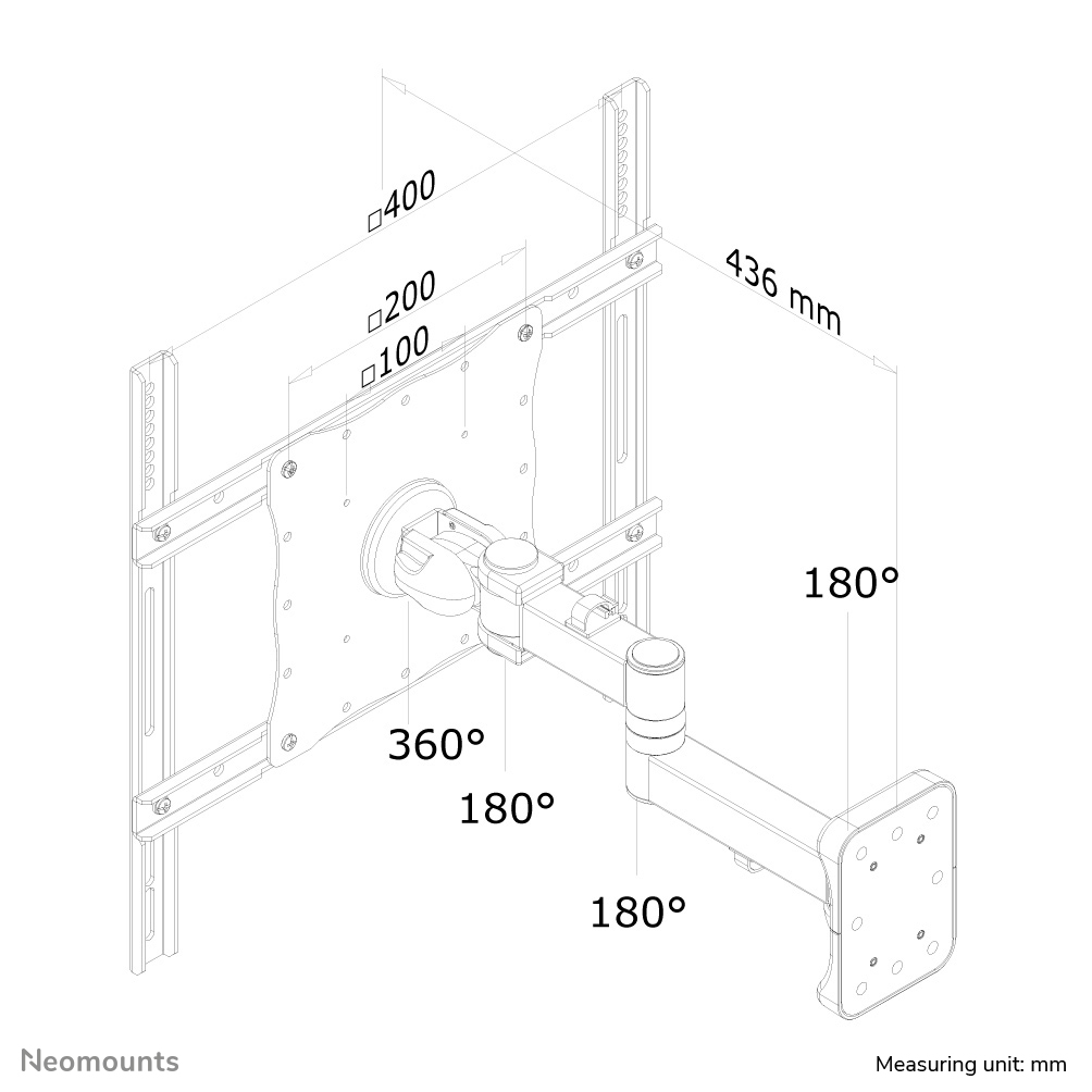 Neomounts FPMA-W960 Monitor-/TV-Wandhalterung 23-52" - volle Bewegung